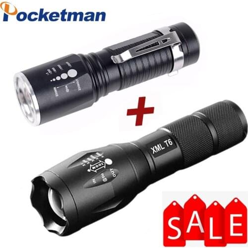 XML-T6 Tactical Flashlight 8000 Lumens 5 Modes Portable Lamp waterproof Torch zaklamp Light with 18650/AAA Battery Charger