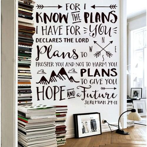 Jeremiah 29:11 Bible Verse Wall Sticker Bedroom Living Room For I Know The Plan Lord Explore Arrow Wall Decal Vinyl Home Decor