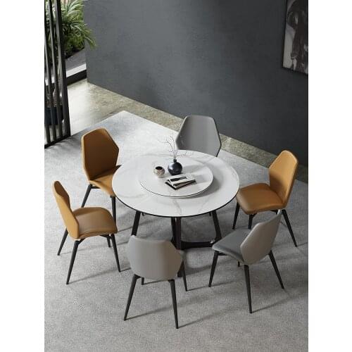 Italian minimalist small family modern simple rectangular marble light luxury rock plate dining table and chair