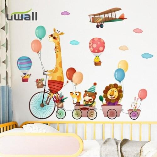 Creative Kids Room Decoration Self-Adhesive Wall Stickers Cartoon Animals Wall Decor Bedroom Decor Stickers Home Baby Room Decor