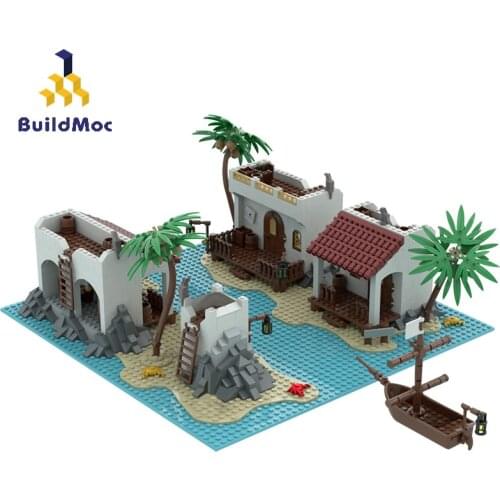 City Creator Expert Eldorado Fortress Pirates Bay Town Lagoon Architecture MOC Lake Village House Building Blocks Kid Toys Gifts