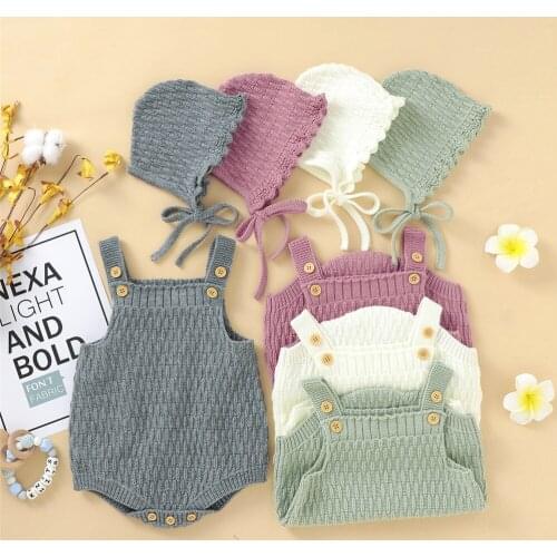 2020-08-04 Lioraitiin 2Pcs 3-24 Months Newborn Baby Boy Girl Sleeveless Bodysuit With Hat Kids Warm Leotard Clothes