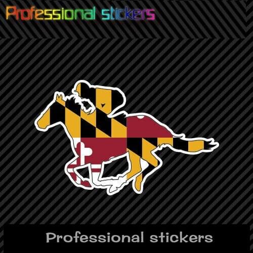 Maryland MD Racing Horse State Flag Sticker Die Cut Vinyl Jockey Equestrian Race PVC Waterproof Stickers