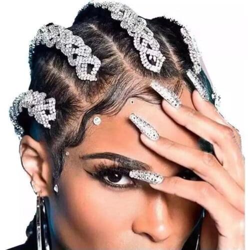 Fashion Rhinestone Chain Long Hair Clips Headband Jewelry for Women Personality Indian Wedding Hair Comb Chain Bridal Decoration