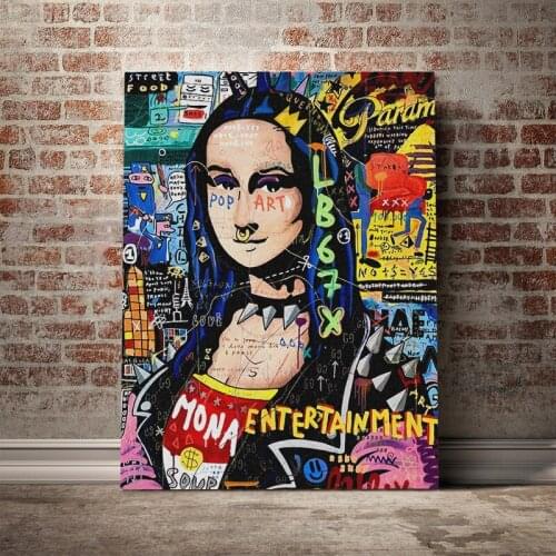 Mona Lisa Punk Graffiti Poster Canvas Painting Wall Art Decor Living Room Bedroom Study Home Decoration Prints