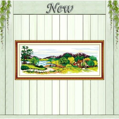 Land of idyllic beauty house NKF painting Counted print on fabric Cross Stitch Needlework kits DMC 14CT 11CT DIY Embroidery Sets