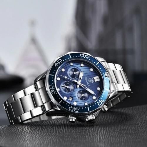 2020 New BENYAR Mens Quartz Watches Top Brand Luxury Watch All Steel Sport Watch For Men Chronograph Military Relogio Masculino