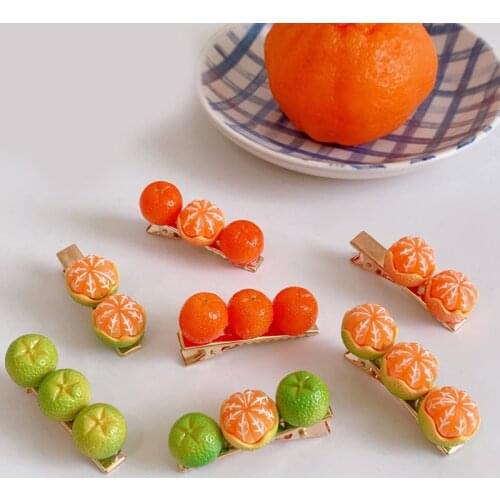 2021 New Girls Hair Clips Cute Creative Oranges Side Top Hair Clips Korea Sweet Barrettes Headdress Fashion Hair Accessories