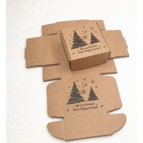 50pcs 6.5*6.5*3cm Merry Christmas Gift Kraft Box Jewelry Multi style BoxesPackaging Handmade Soap Wedding Candy Gift box