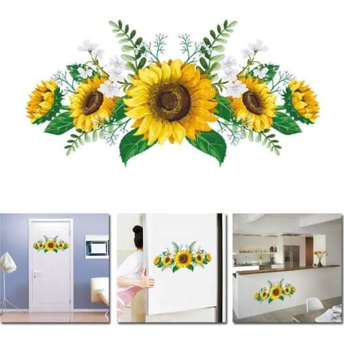 Sunflower Creative Wall Sticker PVC Flower Art Mural Wall Decal Bedroom Home Decoration Furniture Door Refrigerator Wallpapers