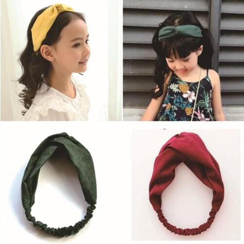 Fashion Baby Girl Soft Headbands Vintage Cross Knot Elastic Hairbands Bandanas Children Girls Hair Bands Kids Hair Accessories