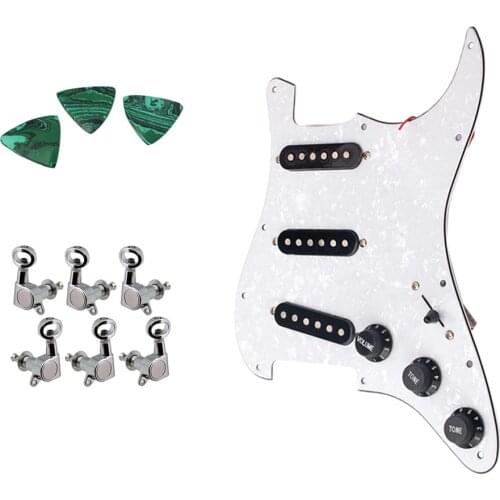 SSS Prewired Pickups Pickguard Tuning Pegs 3L3R Picks Set for Fender ST Guitar Parts