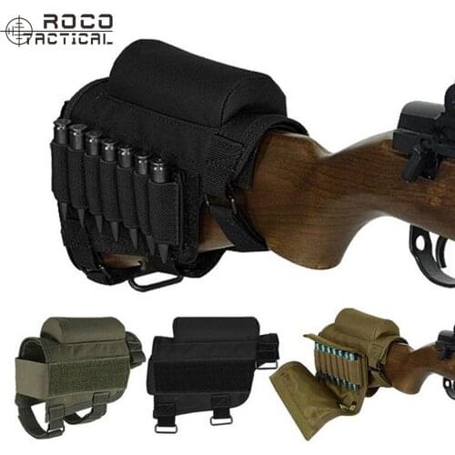 Hunting Gun Accessories Adjustable Rifle Shotgun Tactical Buttstock Cheek Rest Shooting Pad Ammo Case Cartridges Holder Pouch
