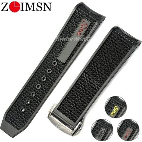 ZLIMSN Rubber Silicone Watch Strap Original Quality Folding Buckle Watchband 22MM for Omega Speedmaster Wrist Watch