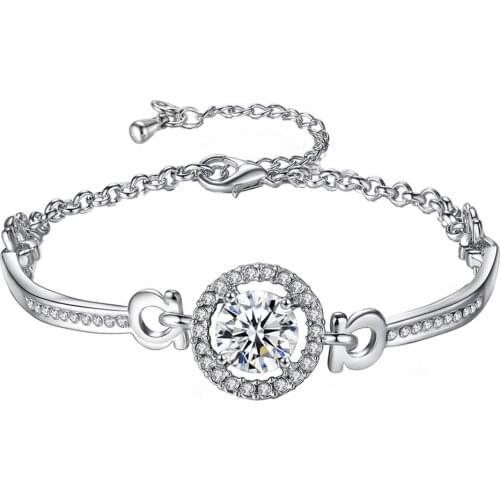 Luxury Cubic Zirconia Inlaid Adjustable Chain Bracelet Bangle Women Jewelry Gift hot