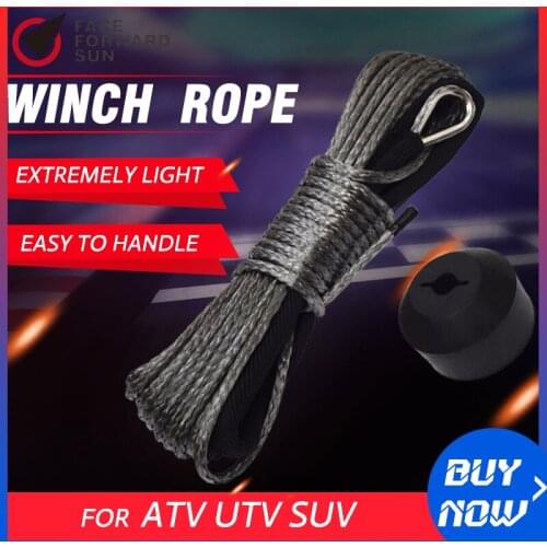 Grey 3/16"*50ft ATV Winch Line add Winch Stoper,Synthetic Winch Cable 5mm,Off-road Rope