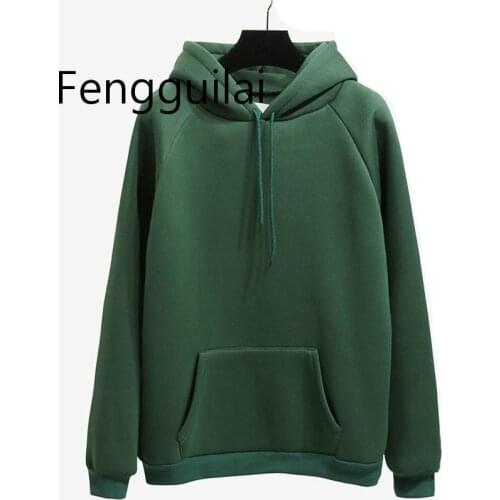 Autumn Winter Fashion Solid color Harajuku Lotus root yellow green Pullover Thick Loose Women Hoodies Sweatshirts Female Casual