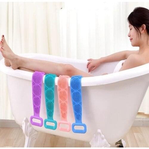 Bathroom Silicone Brushes Bath Towels Body Brush Bath Belt Exfoliating Back Brush Belt Wash Skin Household Clean Shower Brushes
