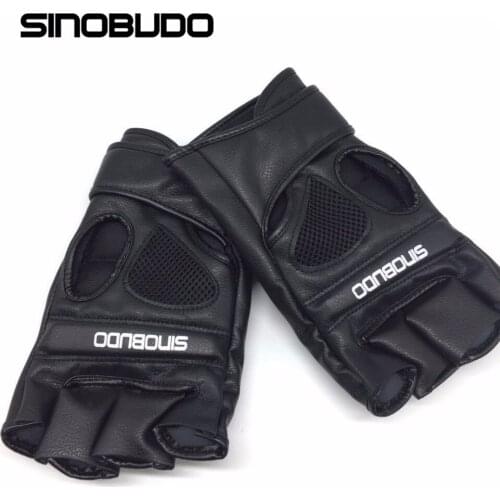 SINOBUDO Half Finger Kick Boxing Protector MMA Training PU Leather Gloves Fight Boxing Equipment Защитные перчатки