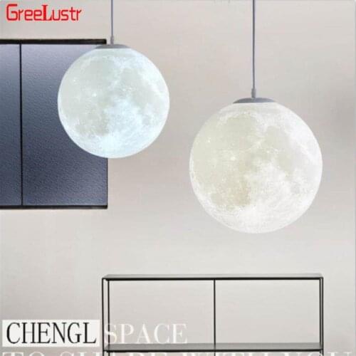 Modern creative 3D print moon Pendant Hanging Light home decoration droplight for Living Room fashion lighting Chandeliers lamp