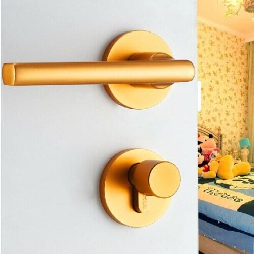 Modern simple interior bedroom handle lock Living room door locks space aluminum champagne indoor handle locks mute handle locks