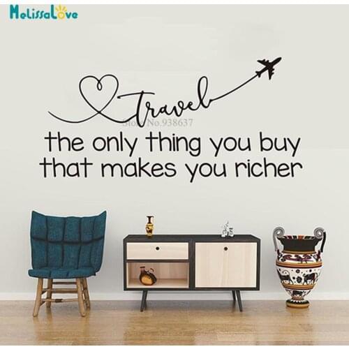 Travel Airplane Decal The Only Thing You Buy That Makes You Richer Quote Sticker Kids Room Decor Vinyl Wall Sticker BA912