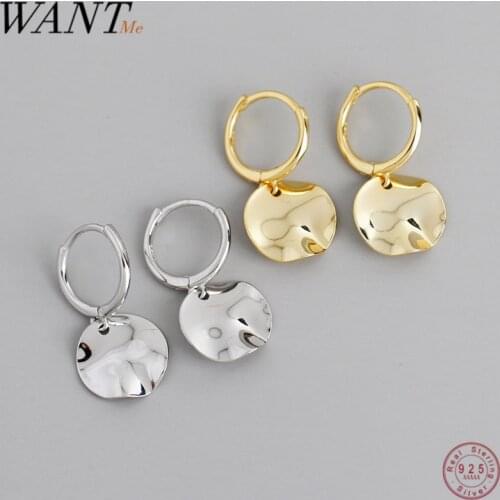 WANTME Real 925 Sterling Silver Geometric Round Uneven Stud Earrings for Women Minimalist Party Wedding Birthday Jewelry Gift