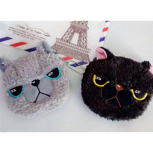 Womens handbag Cartoon black white wallet Plushed cat coin purse Novelty gift bag