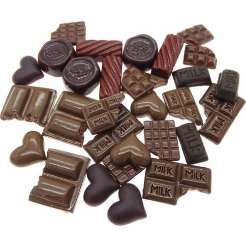 Julie Wang 30pcs Resin Flatback Cabochon Chocolate Candy Slime Components Mix Crafts Decor Scrapbooking Jewelry DIY Findings