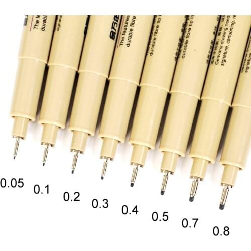 1/3Pcs Pigment Liner Pigma Micron Ink Marker Pen 0.05 0.1 0.2 0.3 0.4 0.5 0.7 0.8 Different Tip Black Fineliner Sketching Pen