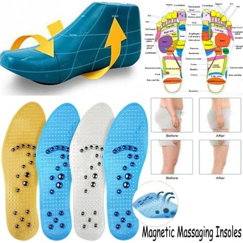 1Pair Massaging Insole, Acupressure Magnetic Foot Insoles for Pain Relief Therapy Reflexology Insoles with 18 Magnetic Points