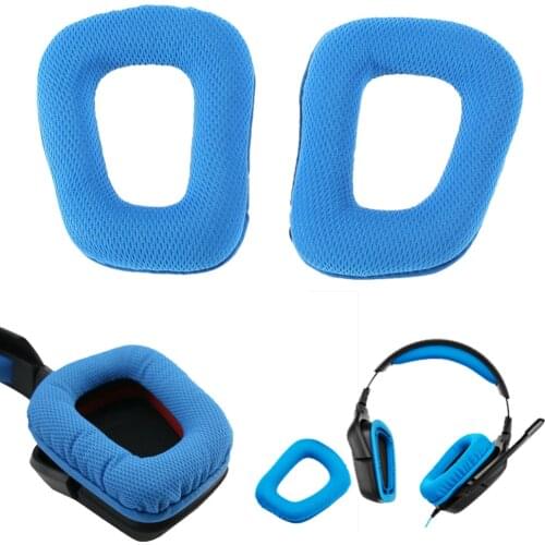 1 Pair of Replacement Ear Pads Cushion for Logitech G35 G930 G430 F450 Gaming Headset Headphones Blue Color High Quality
