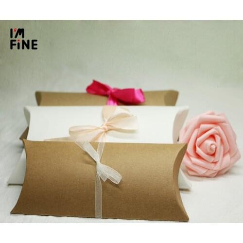 20*10*4cm Large Kraft Craft Paper Jewelry Pack Pillow Box Gift Packaging Box Wedding,Wedding Party Candy Pillow Packaging Box