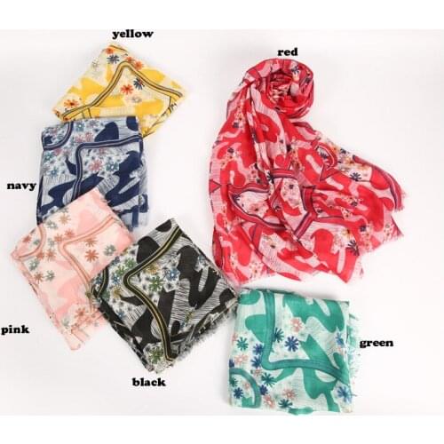 2021 Fashion Newest Floral Printed Pattern Cotton Voile Scarf 6Colors 10pcs/lot