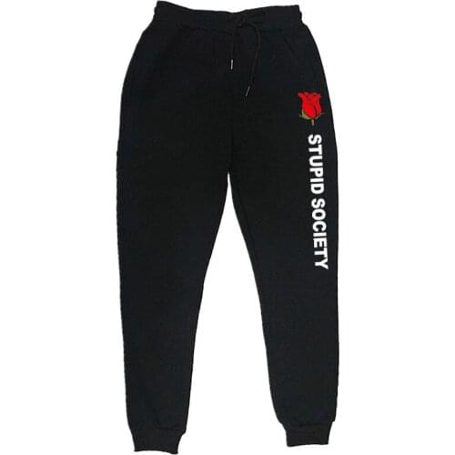 2021 Men Hip hop Pants Streetwear Poison Rose Print Joggers Pants Cotton Comfortable Trousers Track Pants Fleece Winter S-3XL