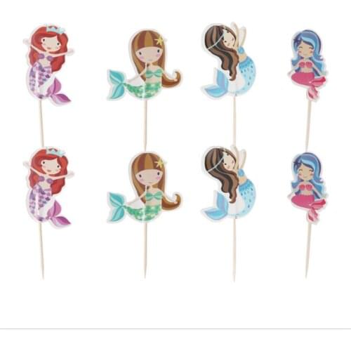 24pcs cartoon animals Mermaid cake topper dinosaur Cake Decoration birthday Party decoration cupcake Baby Shower unicorn Party-S