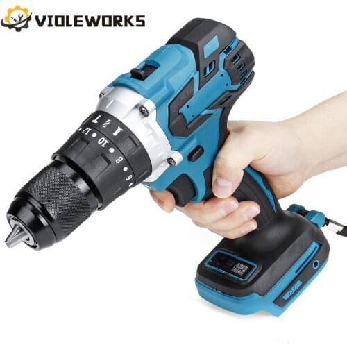 3 In 1 13mm Brushless Electric Hammer Drill Electric Screwdriver 20+3 Torque Cordless Impact Drill for Makita 18V Battery