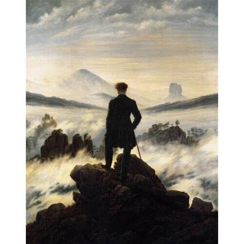 4style Choose Caspar David Friedrich The Wanderer above the Sea of Fog Art Print Silk Poster for Your Home Wall Decor 24x36inch