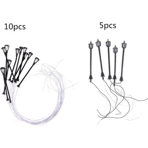 5/10Pcs Model Garden Lamps Black Model Layout Single Head Garden Lights Lamppost Landscape Light Model Lights