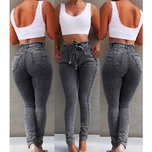 5XL Fashion Women Tassels High Waist Jeans Solid Color Slim Zipper Push Up Streetwear Jeans Plus Size High Stretch Pencil Jeans