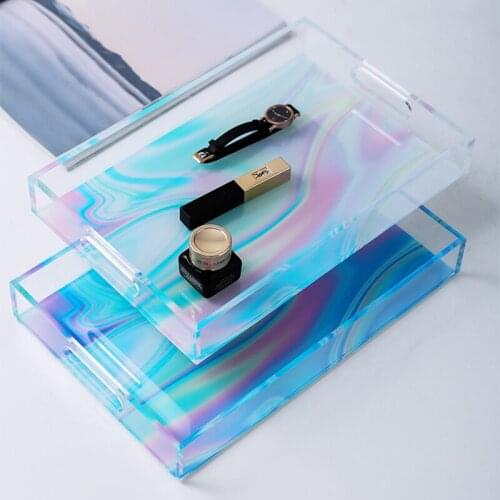Acrylic Tray Home Decoration Storage Tray Nordic Modern Kitchen Organizer Colorful Serving Trays Jewelry Display Dessert Plate
