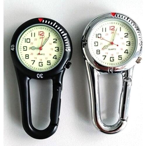 Fashion Watch Outdoor Mini Round Dial Numbers Quartz Analog Clip Carabiner Hook Watch Vintage Bronze Steampunk Roman Nume