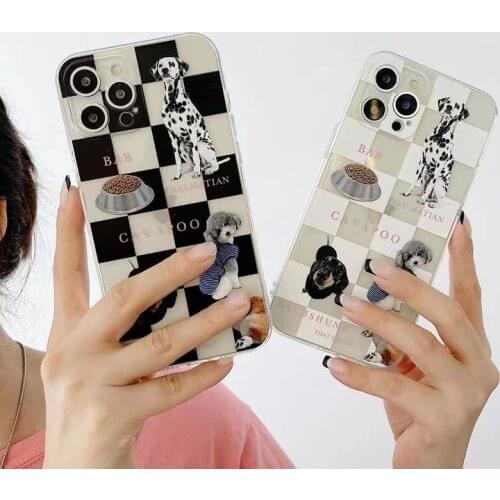 Black and White Checkerboard Case for iPhone 12p 12 11 11p Pet Dog Dalmatian Plaid Phone Case for iPhone 7 8 X XS Phone Case