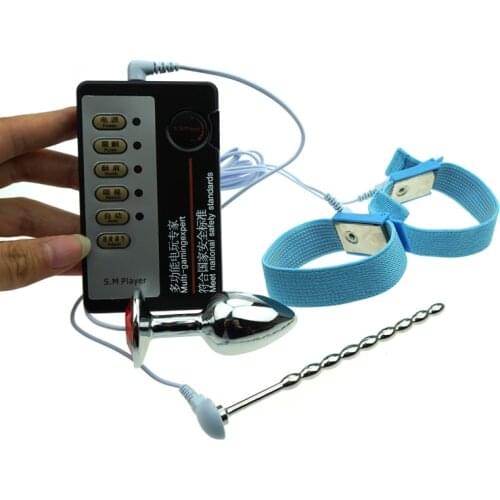 Hot Sale Electric Shock Anal Sex Toys Electrical Stimulation Penis Plug Catheters Anal Plug Electro Shock Penis Rings For Male