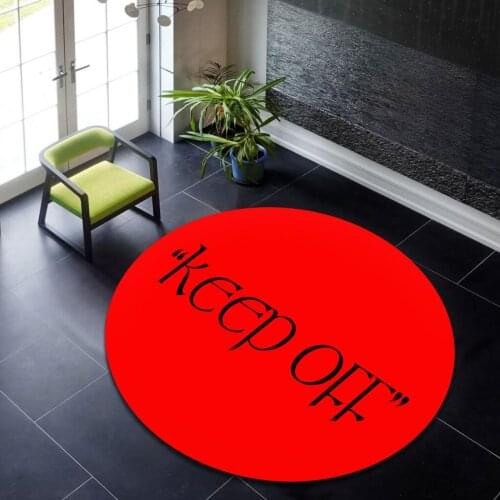 Keep off Red Pattern Round Rug, Round Carpet, Circle Area Rug, Modern Round Carpet, Popular Rug, Themed Rug, Home Decoration