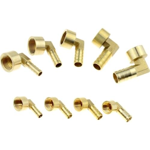 Brass Hose Pipe Fitting Elbow 8mm 10mm 12mm 14mm 16mm Barb Tail 1/4" 3/8" 1/2" BSP Female Thread Copper Connector Joint Coupler
