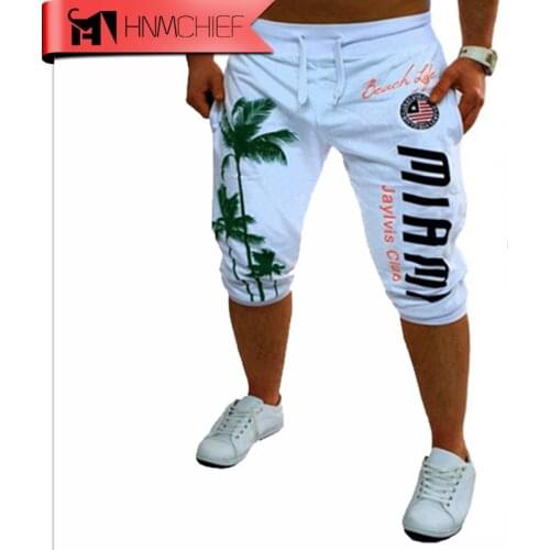 2017 Summer Mens Palm Print Design Bermuda Board Short Men Swim Shorts Sport Tights Compression Surf Quick-Dry Beach Short