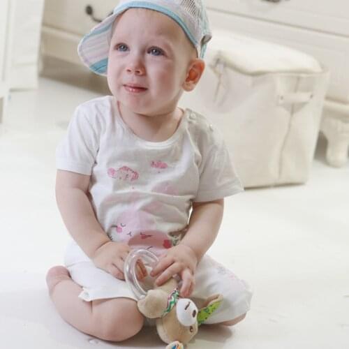 Cute Baby Rattle Rabbit Plush Kids Cartoon Bed Toys for Newborn 0-24 Months Educational Toy Bear Music Hand Bells