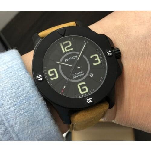 44MM Parnis Japans Automatic Self-Wind Mechanical movement Mens watch Sapphire crystal luminous luxury Mechanical watches 115
