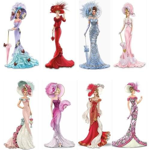 Dress Lady DIY Cross Stitch Set 14CT Ecological Cotton Thread Printing Embroidery Home Decoration Hanging Painting Gift 36x66cm